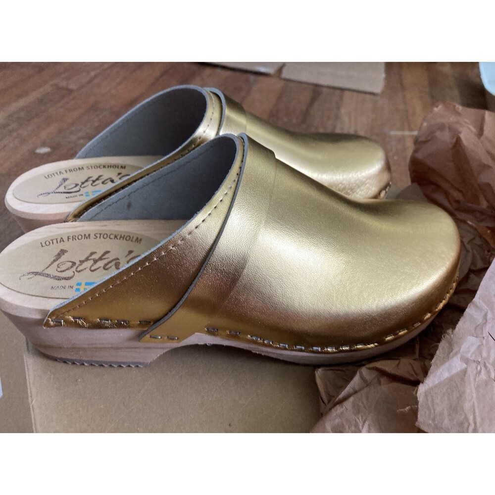 Lotta from Stockholm Metallic Gold Clogs